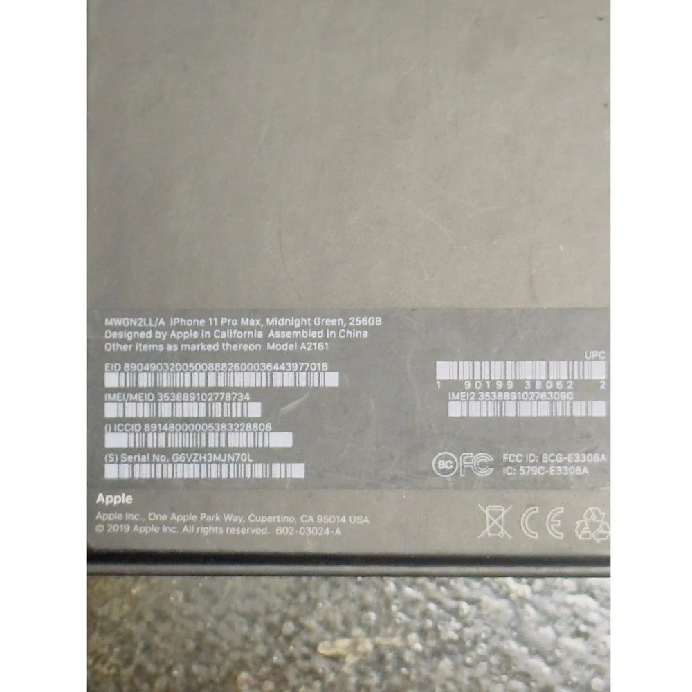Apple iPhone 11 Pro Max Midnight Green EMPTY BOX NO IPHONE EMPTY BOX